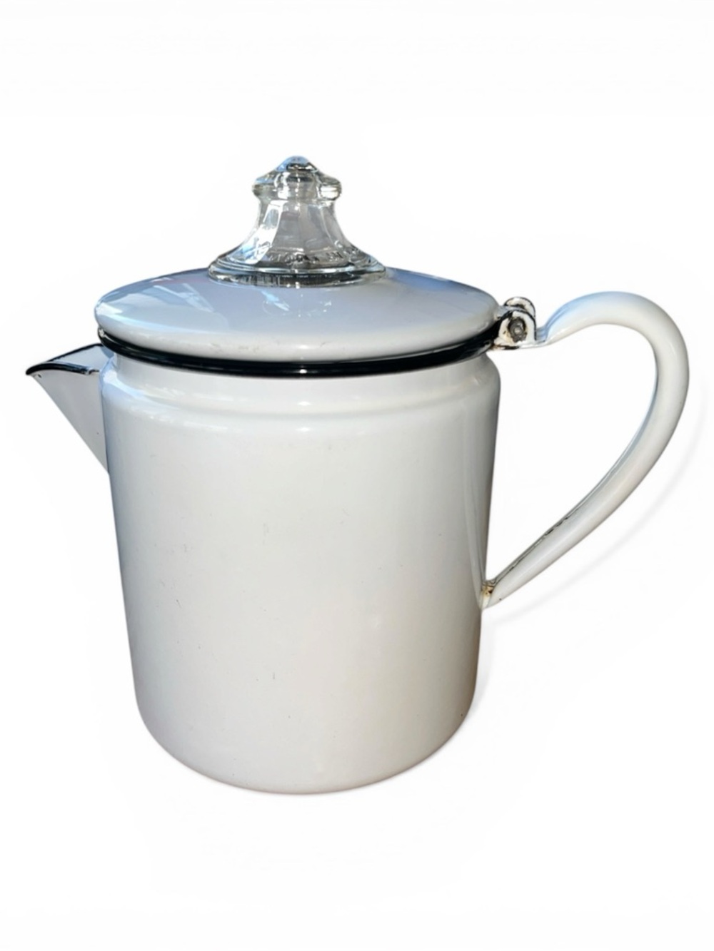 Pyrex Enamelware Coffee Percolator Black & White 8" interior pieces not included